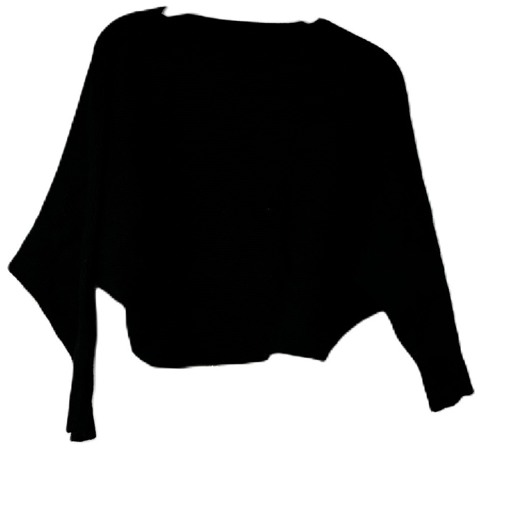 Woman's M black ribbed cropped statement sleeve top business casual classic work